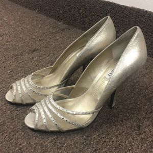 Alfani Distressed Gold Kitten Heels
